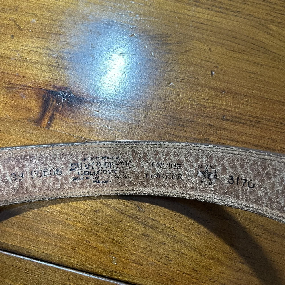 Silver Creek Collection Unisex Vintage Tan Brown Basket Weave Layer Leather Belt